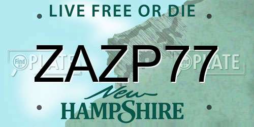 ZAZP77 New Hampshire License Plate