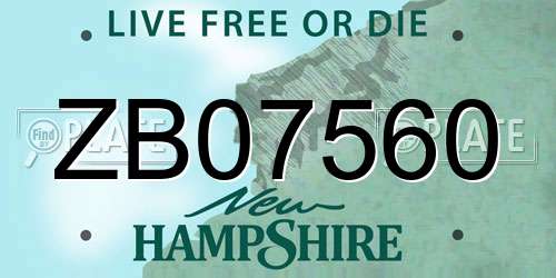 ZB07560 New Hampshire License Plate