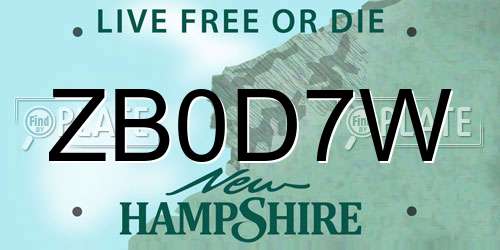 ZB0D7W New Hampshire License Plate