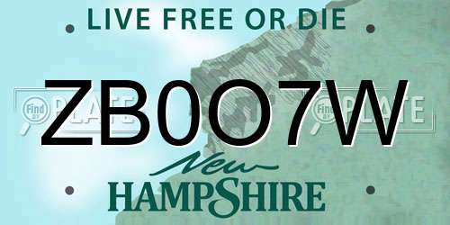 ZB0O7W New Hampshire License Plate