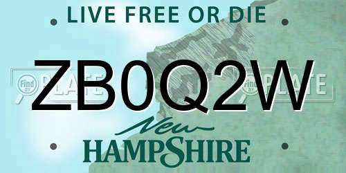 ZB0Q2W New Hampshire License Plate