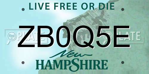 ZB0Q5E New Hampshire License Plate