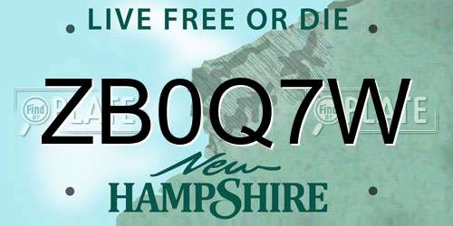 ZB0Q7W New Hampshire License Plate