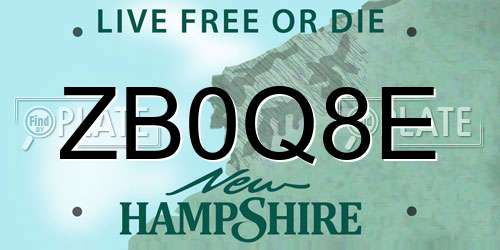 ZB0Q8E New Hampshire License Plate