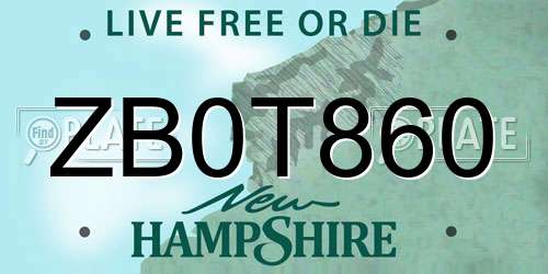 ZB0T860 New Hampshire License Plate