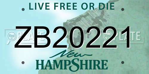 ZB20221 New Hampshire License Plate