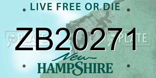 ZB20271 New Hampshire License Plate