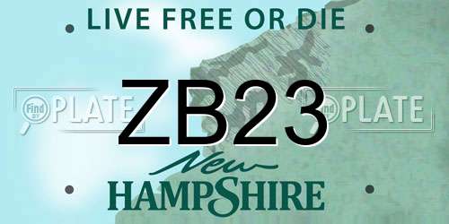 ZB23 New Hampshire License Plate