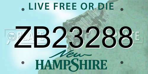 ZB23288 New Hampshire License Plate
