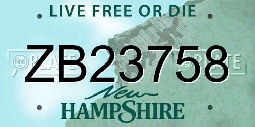 ZB23758 New Hampshire License Plate