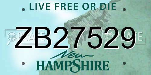 ZB27529 New Hampshire License Plate