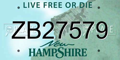 ZB27579 New Hampshire License Plate