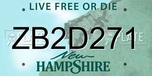 ZB2D271 New Hampshire License Plate