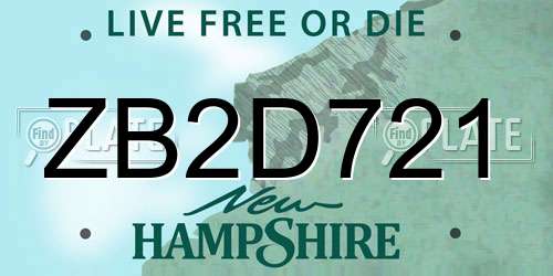 ZB2D721 New Hampshire License Plate