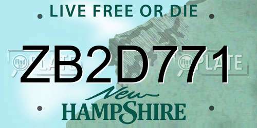 ZB2D771 New Hampshire License Plate
