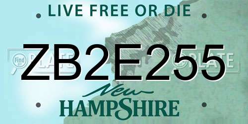 ZB2E255 New Hampshire License Plate