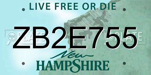 ZB2E755 New Hampshire License Plate