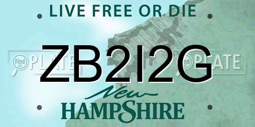 ZB2I2G New Hampshire License Plate