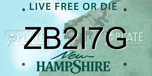 ZB2I7G New Hampshire License Plate