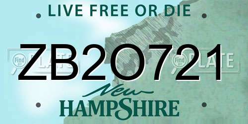 ZB2O721 New Hampshire License Plate