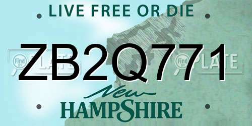 ZB2Q771 New Hampshire License Plate