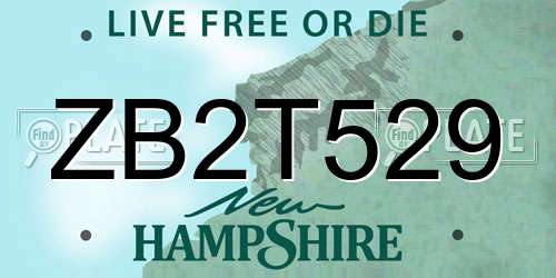 ZB2T529 New Hampshire License Plate
