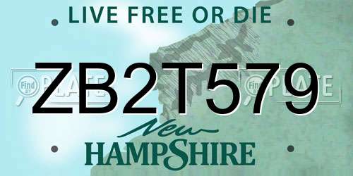 ZB2T579 New Hampshire License Plate