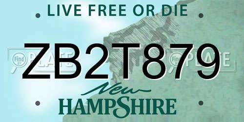 ZB2T879 New Hampshire License Plate