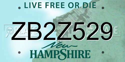 ZB2Z529 New Hampshire License Plate