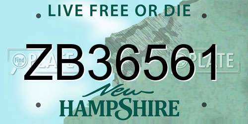 ZB36561 New Hampshire License Plate