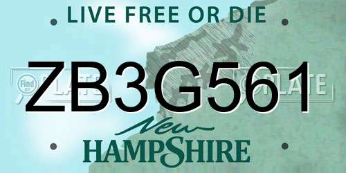 ZB3G561 New Hampshire License Plate