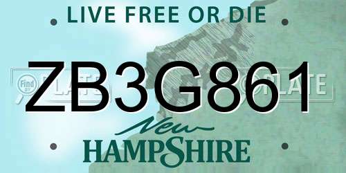 ZB3G861 New Hampshire License Plate