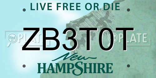ZB3T0T New Hampshire License Plate