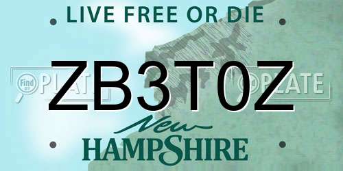 ZB3T0Z New Hampshire License Plate