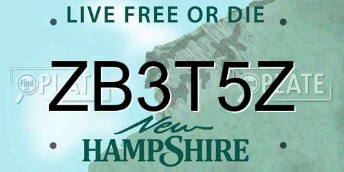 ZB3T5Z New Hampshire License Plate