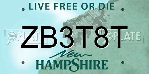 ZB3T8T New Hampshire License Plate