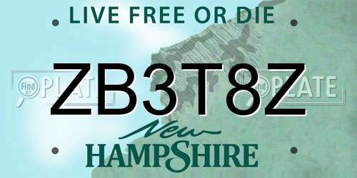 ZB3T8Z New Hampshire License Plate