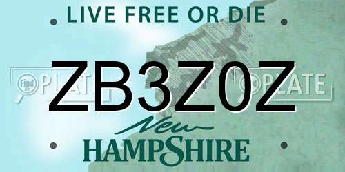 ZB3Z0Z New Hampshire License Plate