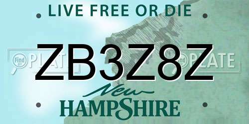 ZB3Z8Z New Hampshire License Plate