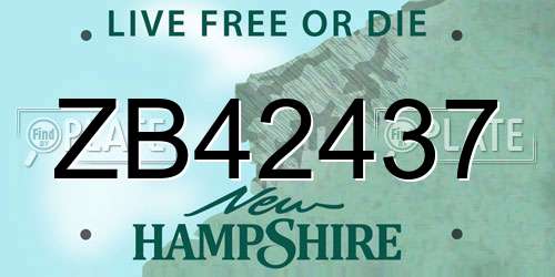 ZB42437 New Hampshire License Plate