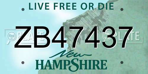 ZB47437 New Hampshire License Plate