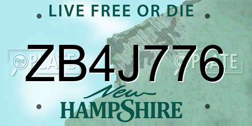 ZB4J776 New Hampshire License Plate