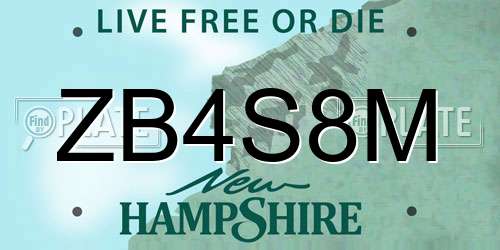 ZB4S8M New Hampshire License Plate