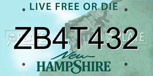 ZB4T432 New Hampshire License Plate