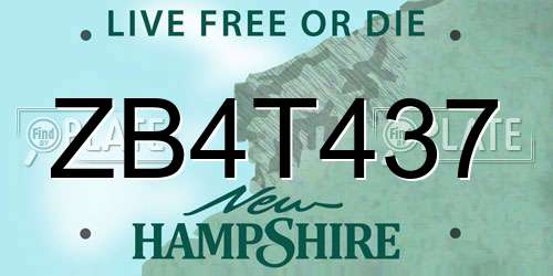 ZB4T437 New Hampshire License Plate