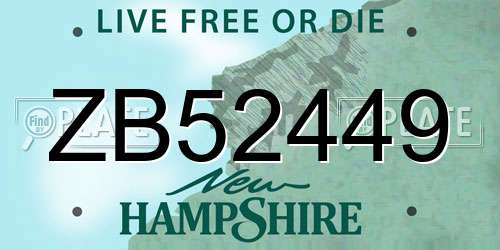 ZB52449 New Hampshire License Plate