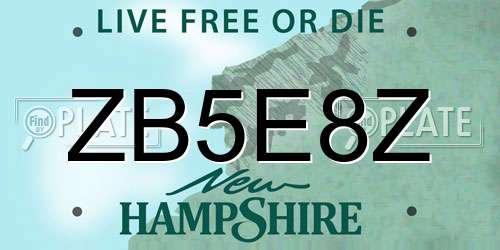 ZB5E8Z New Hampshire License Plate