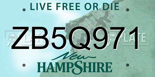 ZB5Q971 New Hampshire License Plate
