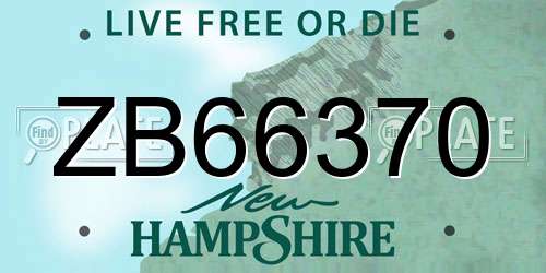 ZB66370 New Hampshire License Plate