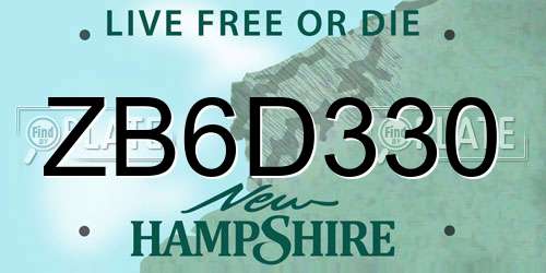 ZB6D330 New Hampshire License Plate